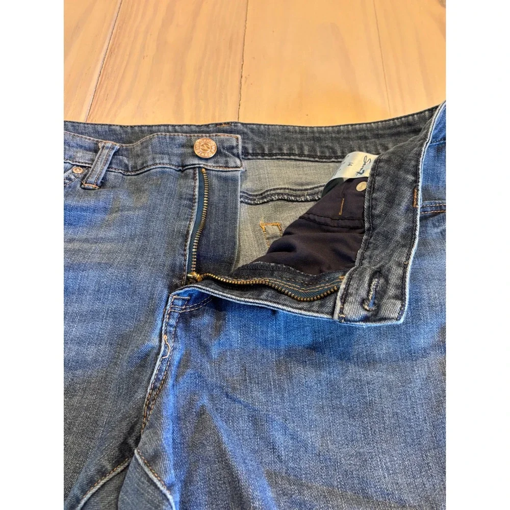Seven7 Womens Size 14 Blue Denim Cutoff Shorts Raw Hem Stretch Mid Rise RN109890